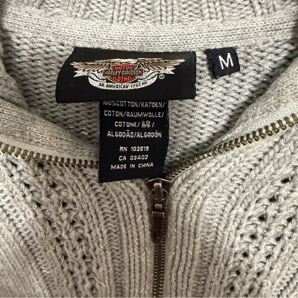 Harley-Davidson Women's Knit Cardigan, size M, light gray - Picture 9 of 10